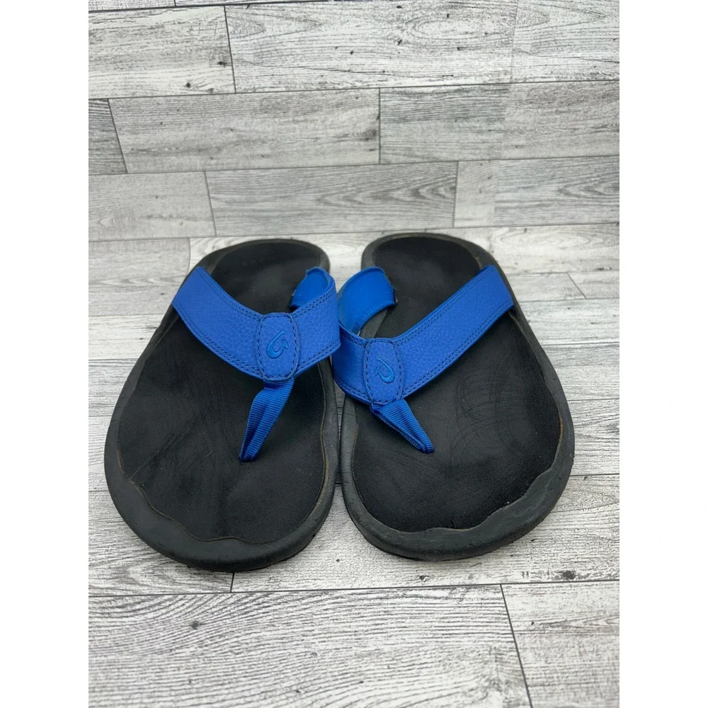 Olukai Ohana Men Flip Flops Blue Black Sandals 10110A-AH40 Size 11